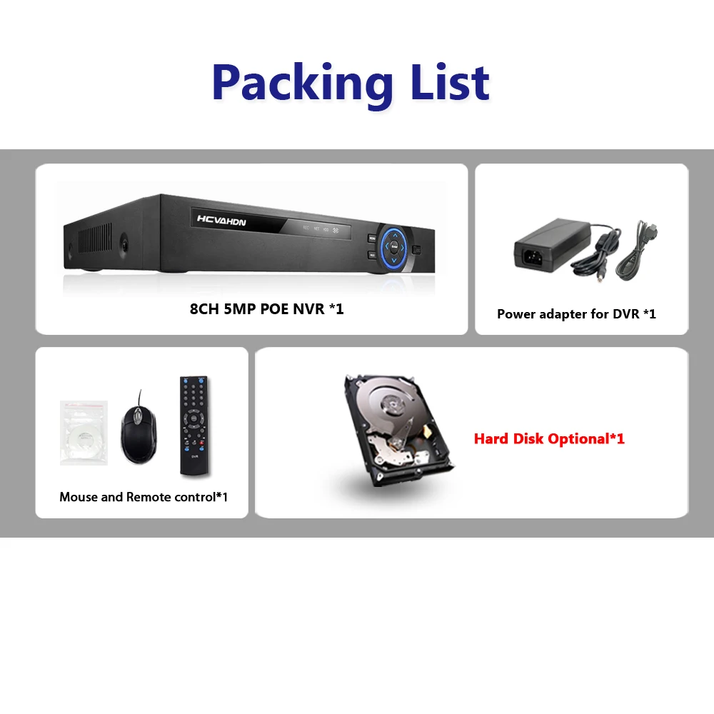 HCVAHDN H.265 8CH 4MP 5MP POE видеонаблюдения NVR P2P сети видео Регистраторы для IP камера