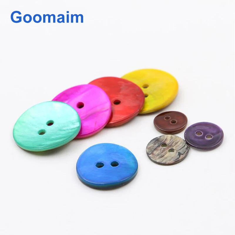 

100pcs fashion natural color shell buttons for jeans sewing shirt 2 holes handmade buttons for knitwear children clothing