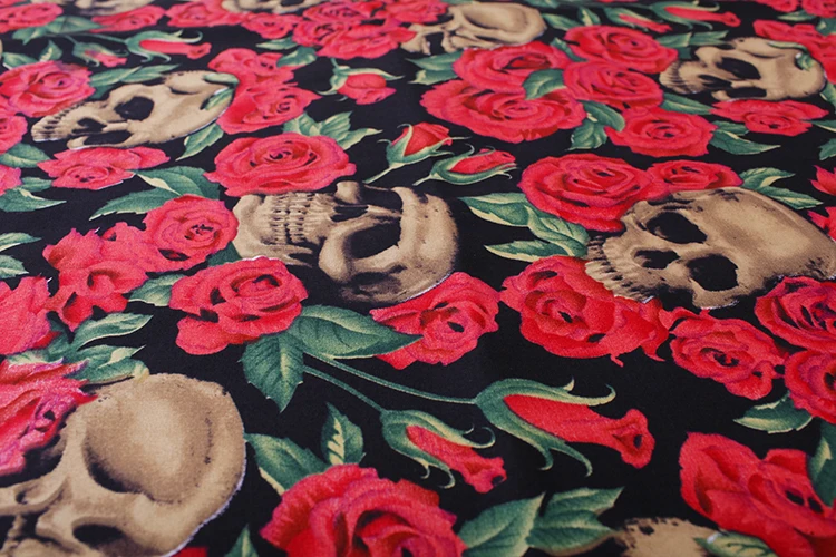 100х14 0 см/39 &quotx 55&quot Роза череп эластичный Поплин Ткань|sewing cloth|fabric diypoplin fabric |