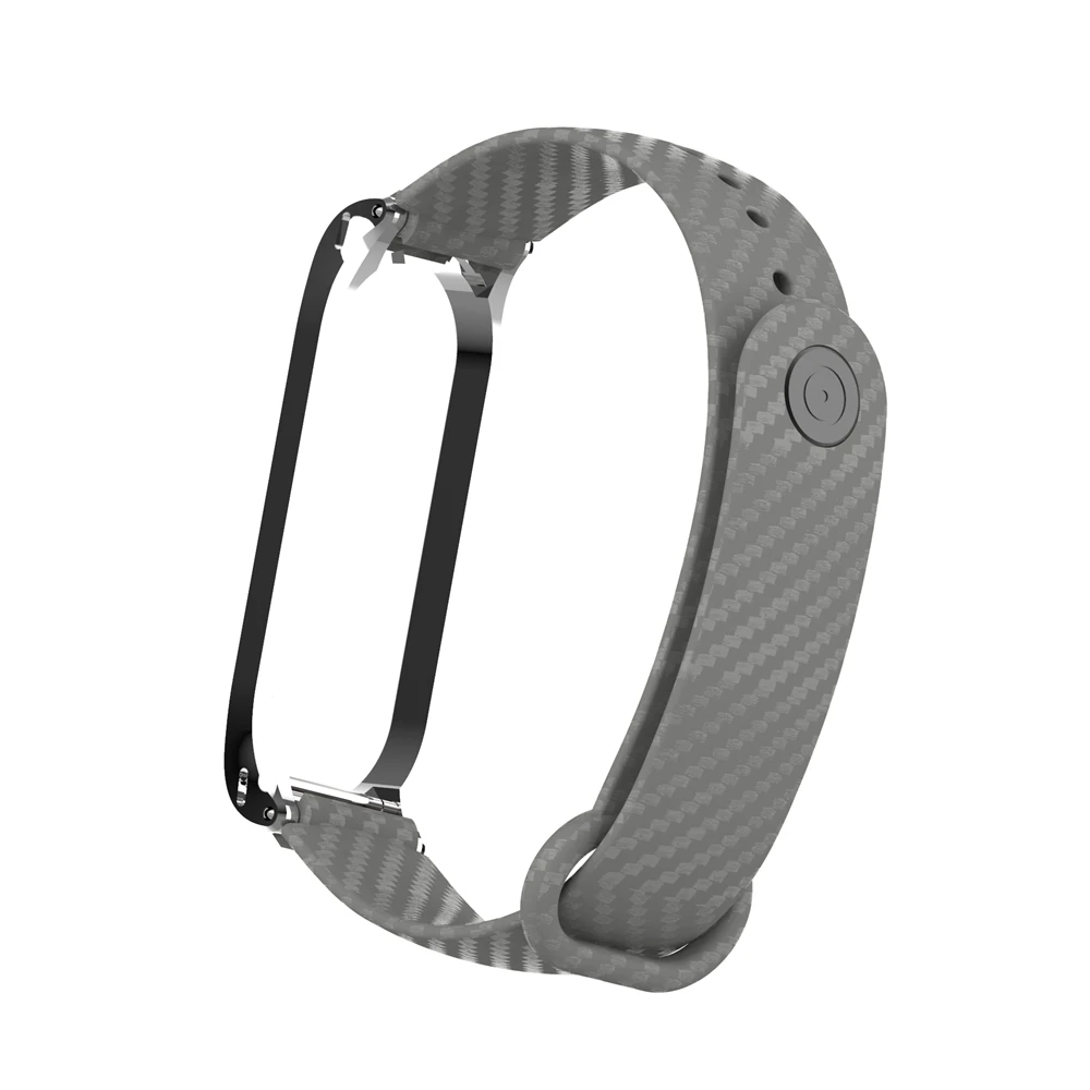 Hangrui mi Band 4 силиконовый чехол из углеродного волокна для Xiaomi mi band 4 ремешок металлический каркас браслет mi band 3 ремешок из нержавеющей стали