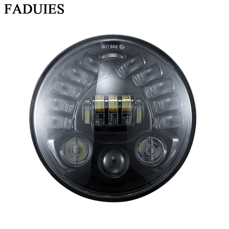 7 дюймовая Адаптивная круглая мотоциклетная светодиодная фара дальнего и