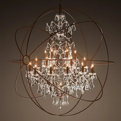 Бесплатная доставка винтажная хрустальная люстра Orb светильник черные свечи