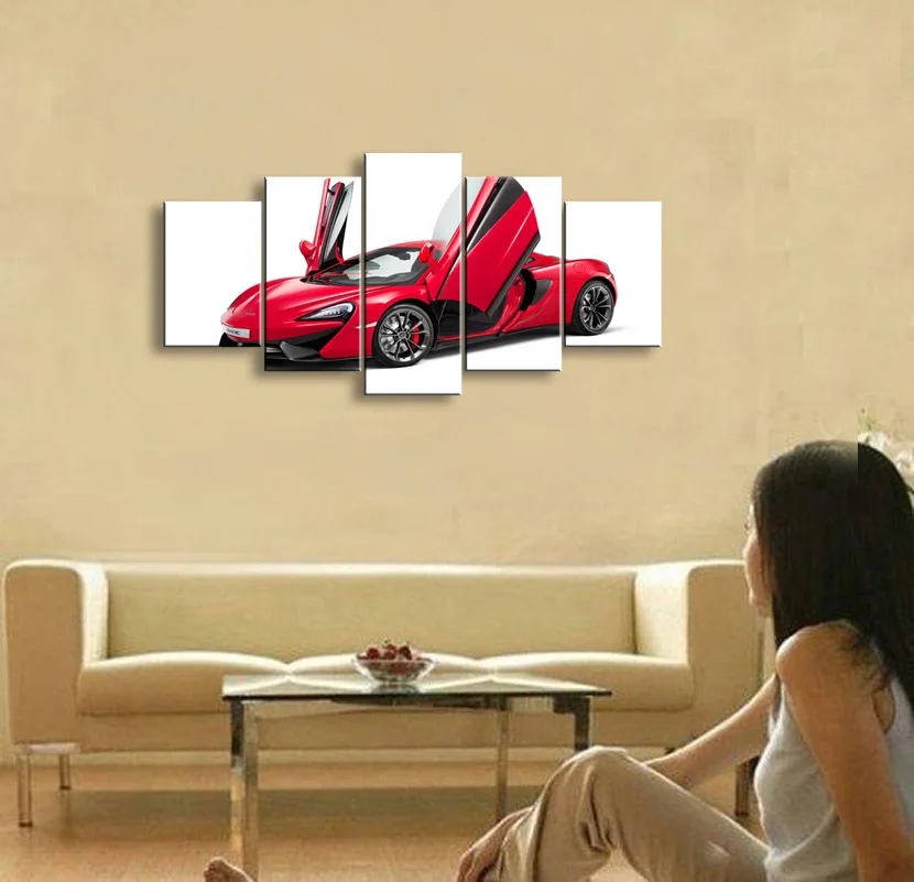 5 pieces high-definition print sports car canvas oil painting poster and wall art living room picture C5-010 | Дом и сад