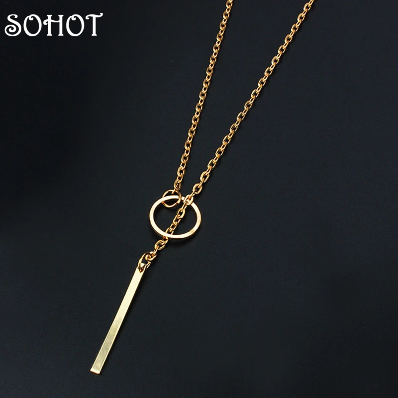 Ожерелье SOHOT с круглой подвеской-палочкой золотого цвета чокер модная женская