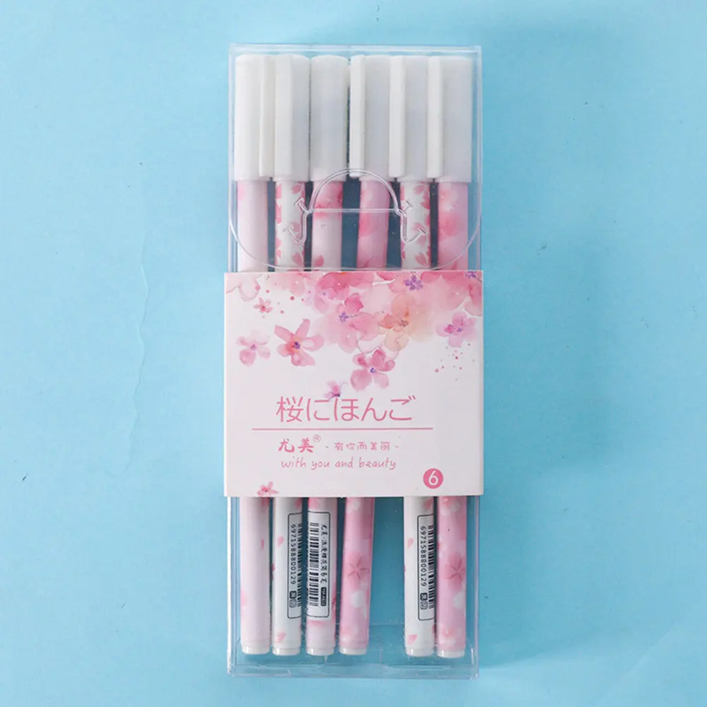 Sakura 6 шт/лот зеленые растения Фламинго Сакура гелевая ручка подпись ручка школьные офисные принадлежности рекламный подарок - Цвет: Sakura
