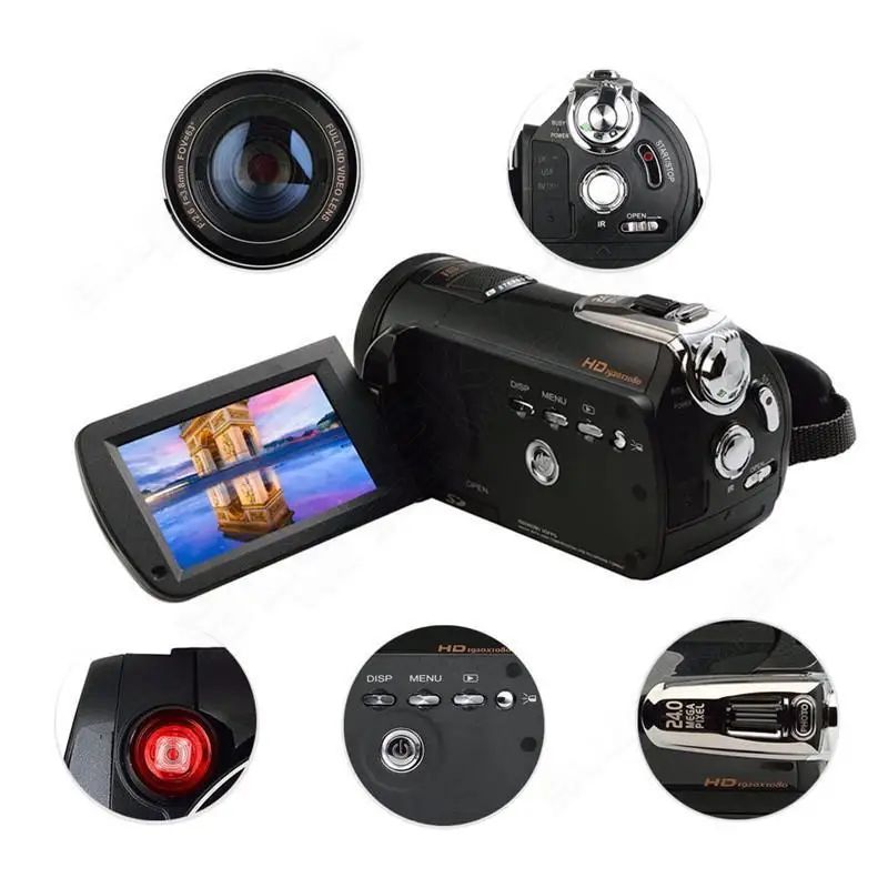 ORDRO HDV D395 портативные видеокамеры ночного видения Full HD 1080P 18X 3 0 "сенсорный экран