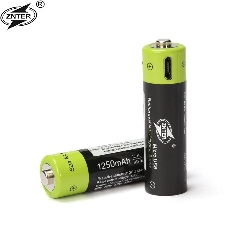 ZNTER 1 5 в AA 1250 мАч литий полимерная аккумуляторная батарея micro usb зарядка В