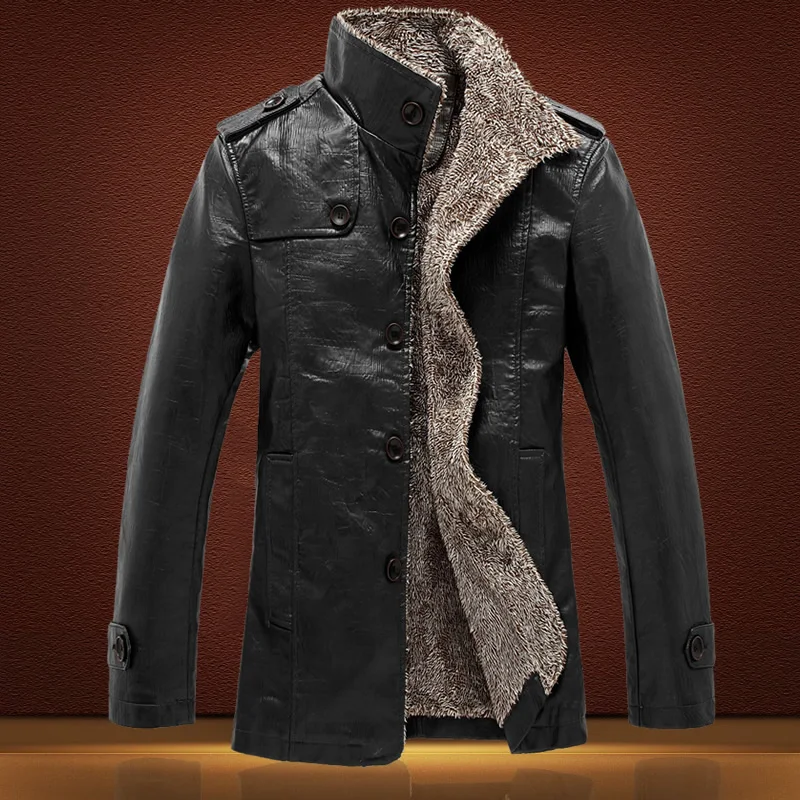 XingDeng PU leather Motorcycle Warm Jackets Men velvet Windbreaker Male top Jacket outdoors clothes Casual Long Coat plus 4XL | Мужская