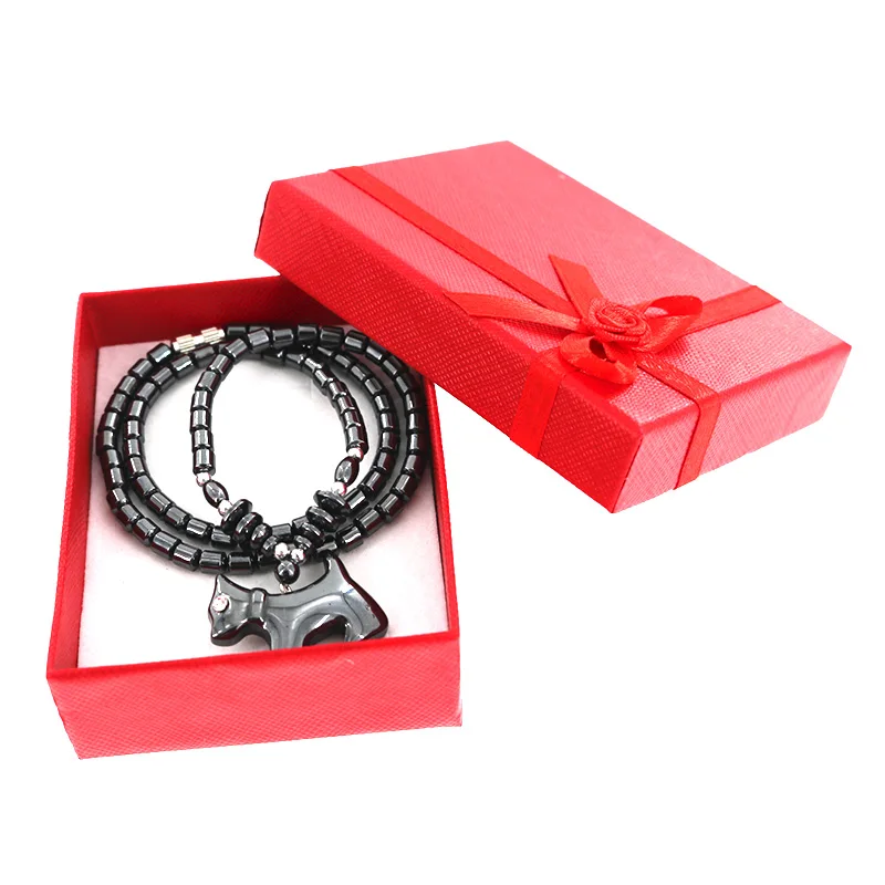 Модное ожерелье с подвеской в виде черной сердолической собаки подарочной