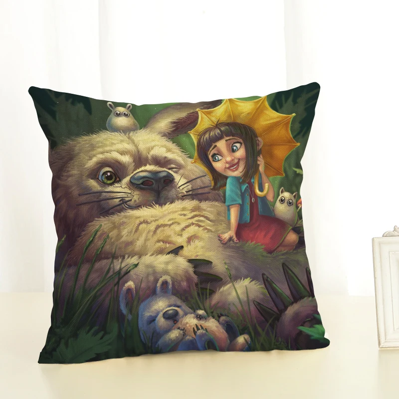 Totoro Cushion Cover Home Decor Case Houseware Throw Pillowcase Linen Square 45x45cm Cojines | Дом и сад