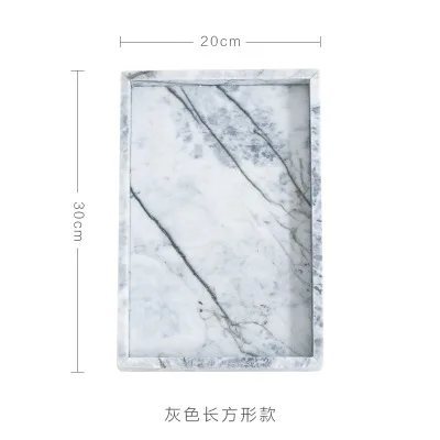 rectangular L Натуральный мраморный поднос, блюдо, фруктовый десерт, суши, тарелка для завтрака, столовая посуда, поднос для хранения торта, фарфоровый домашний декор - Цвет: rectangular L