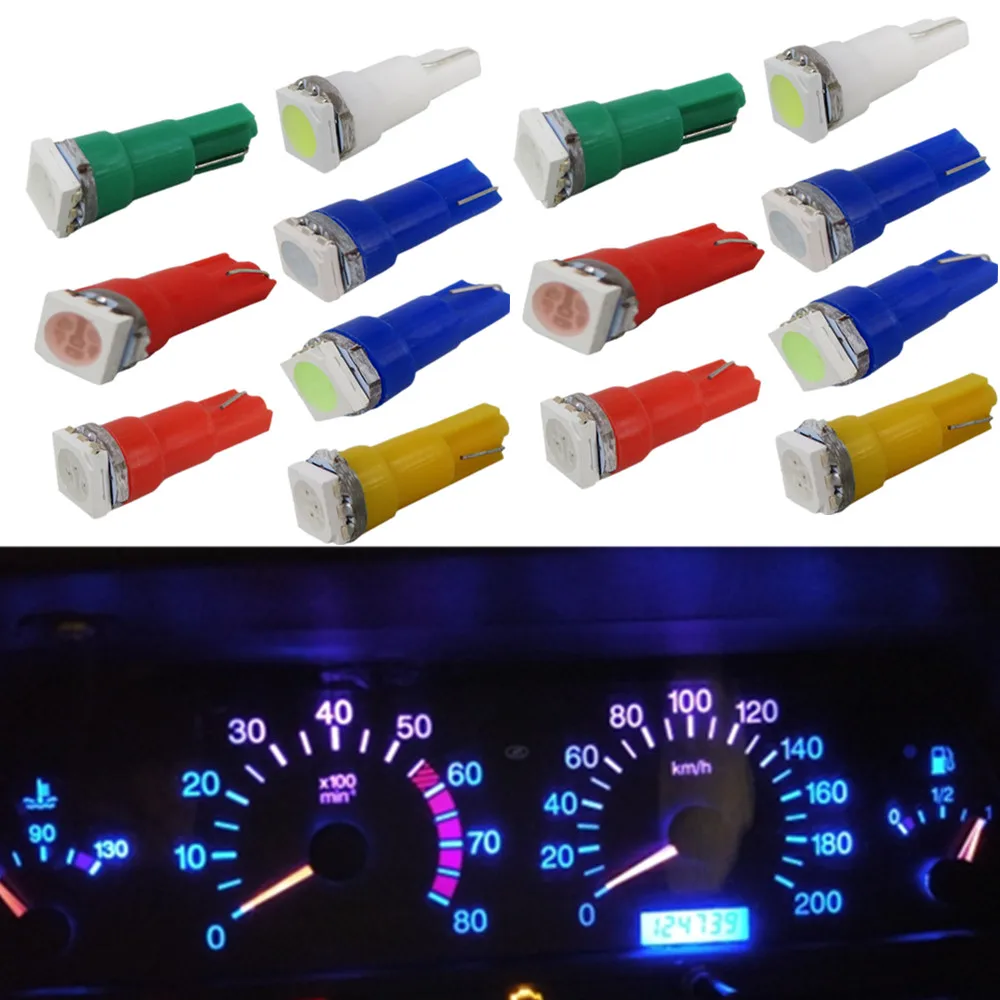 Wljh 25x тире светодио дный 7 цветов T5 Light 286 74 Клин лампы 5050SMD 12 В автомобиля