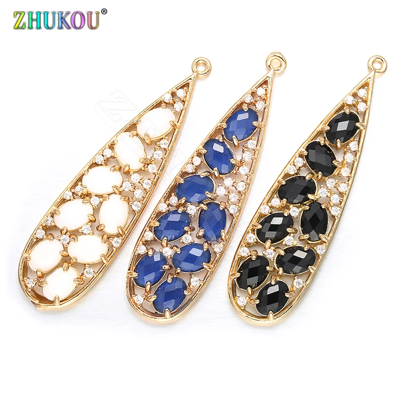 Женские серьги-подвески ZHUKOU черные и синие подвески для ювелирных изделий VD384B 2019