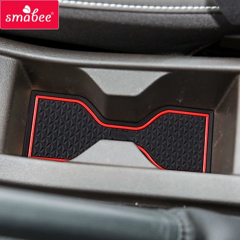 Smabee Anti-Slip Gate slot mat For Skoda Karoq 2017 2018 2019 Rubber Coaster Cup Holders Non-slip mats Accessories Car sticker |