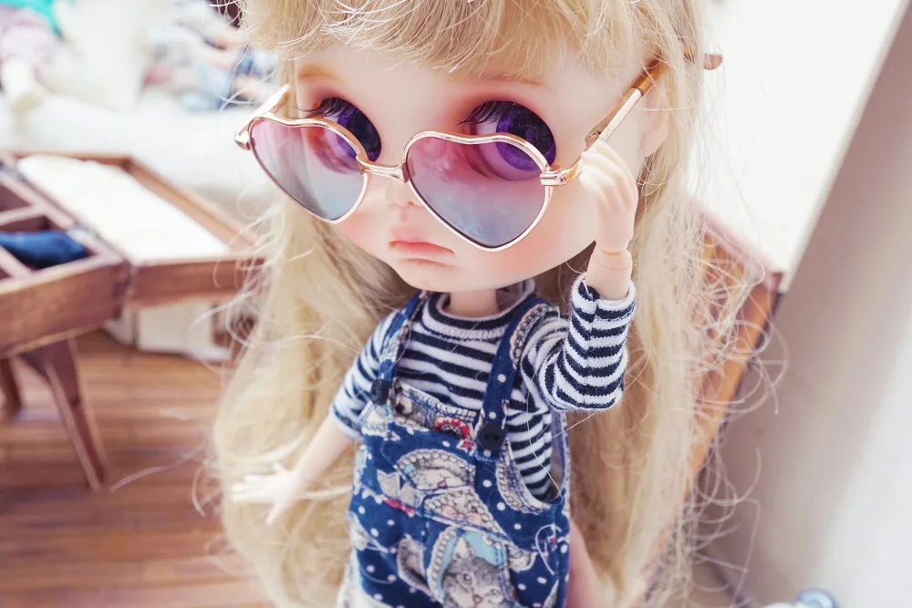 

Полупрозрачные металлические очки в форме сердца для куклы Blyth, 1/3 BJD DAL Pullip, аксессуары для кукол