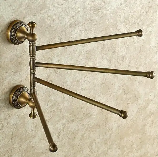 Твердый латунный Винтажный стиль ванная комната вращается полотенце бар