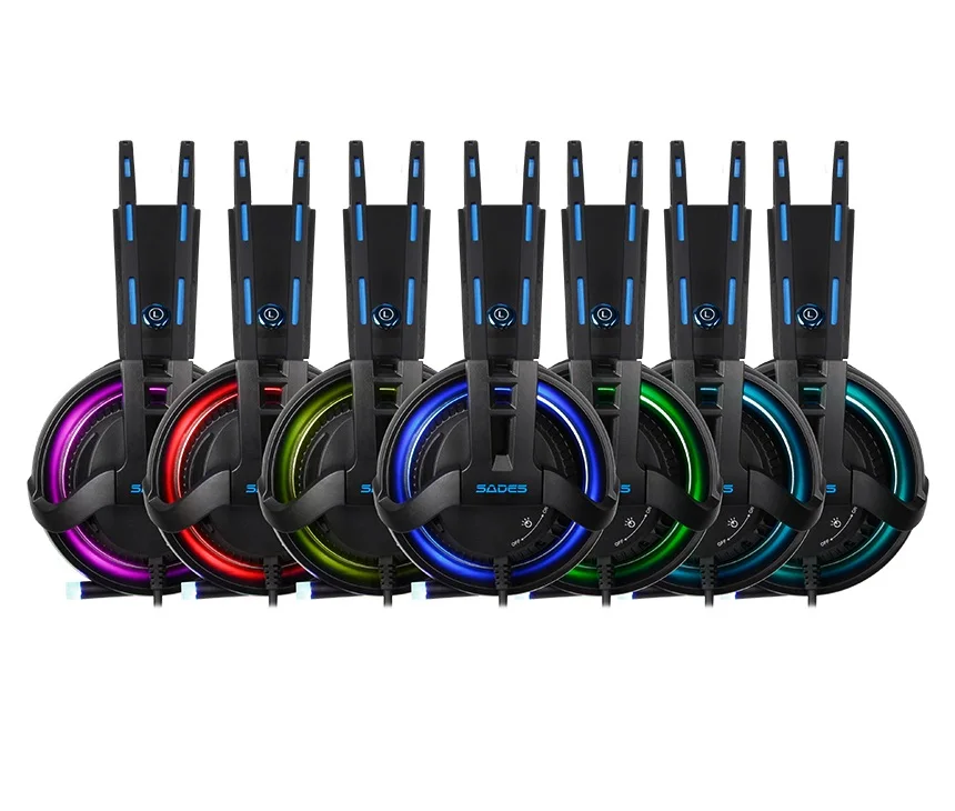 SADES Diablo Realtek игровая гарнитура наушники объемный звук USB громкость RGB