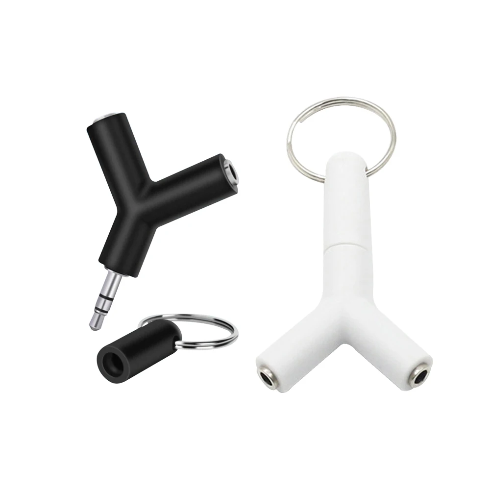 

Mini Y Shape Two-way Headphones Splitter 3.5mm jack Double Jack Audio Headset Splitter Connector Adapter Keyring New Sale