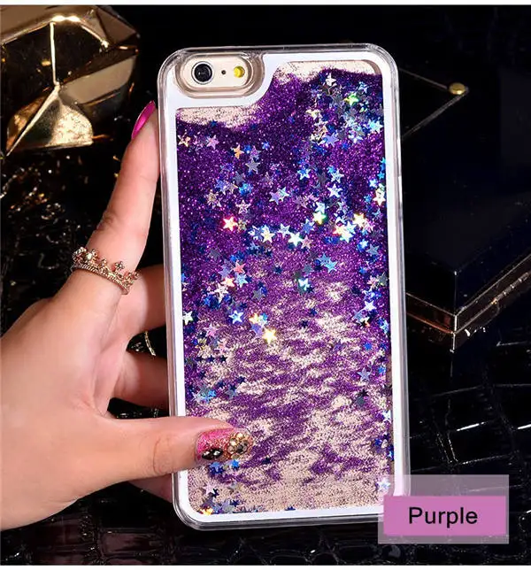 Purple Роскошный блестящий чехол для iphone 4, 4S, 5, 5S, SE, 6, 6 S, 7, 8 Plus, X 10, прозрачный жесткий чехол - Цвет: Purple