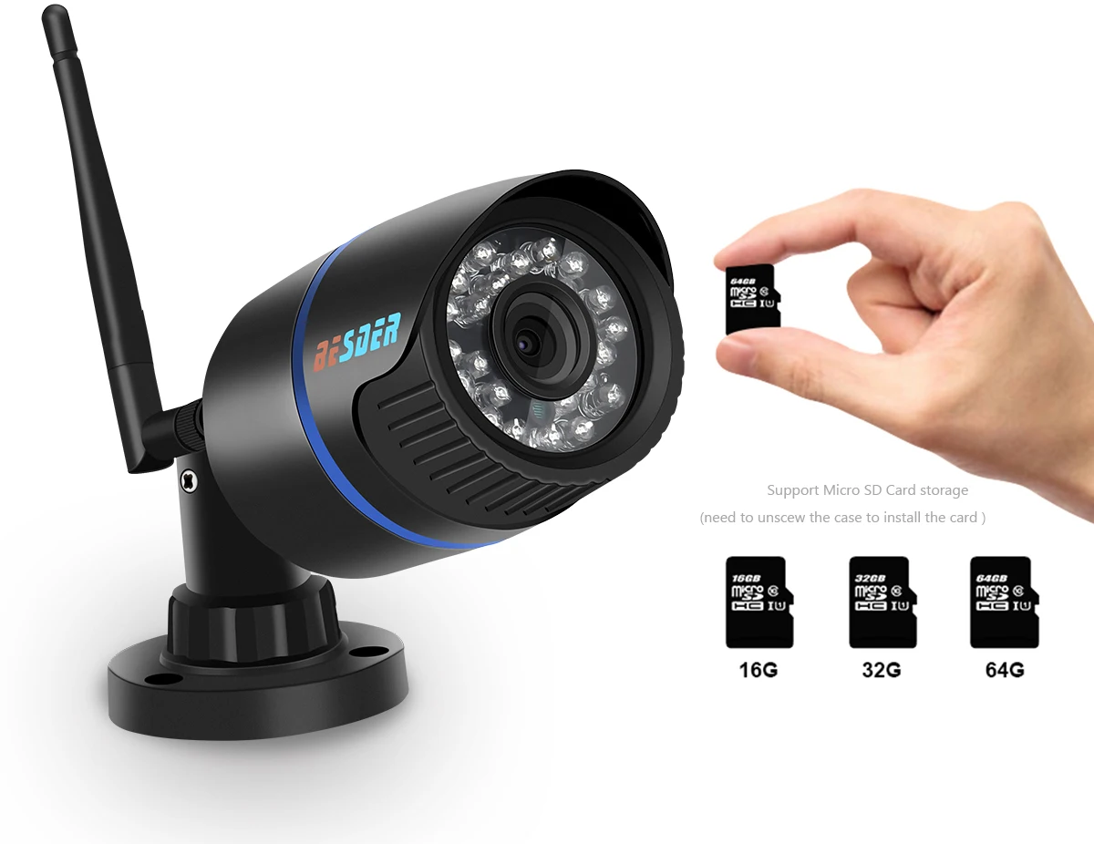 BESDER Yoosee Wi-Fi Ip CCTV Камера 720 P 960 1080 P Onvif P2P черного цвета, в виде Пули безопасности уличные Ip Камера Беспроводной Поддержка SD карты