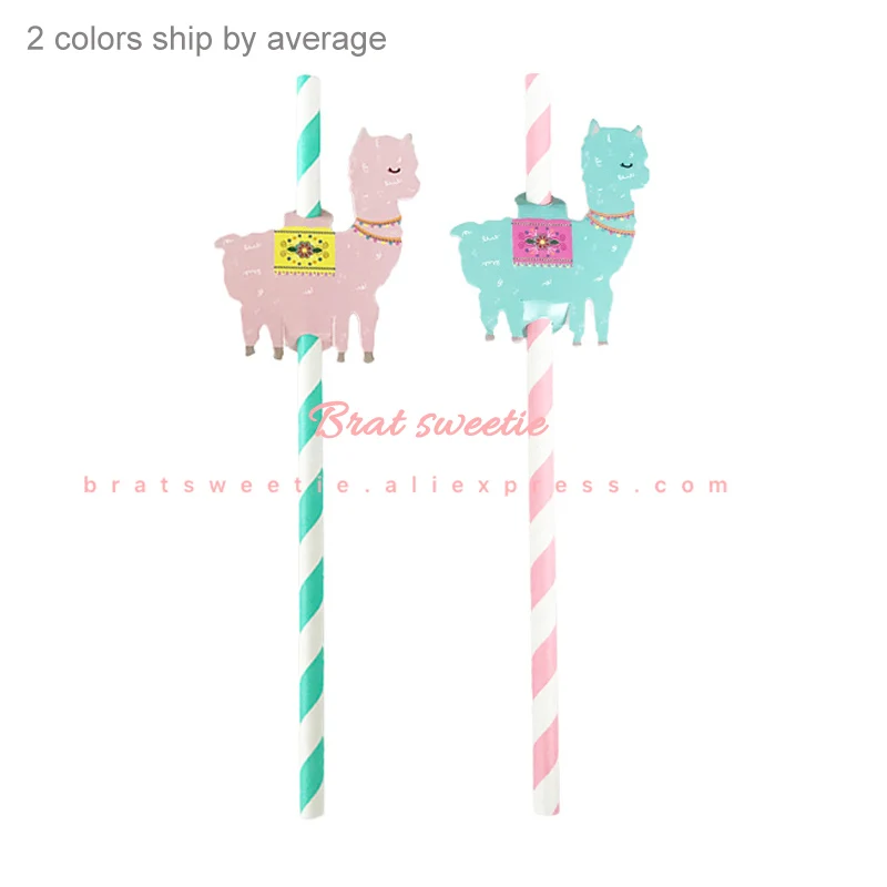 llama straw 8 шт Альпака лама тематические праздничные Бумажные Соломенные столовые приборы лама фиеста соломенные Bohos детские украшения для девочек на день рождения - Цвет: llama straw