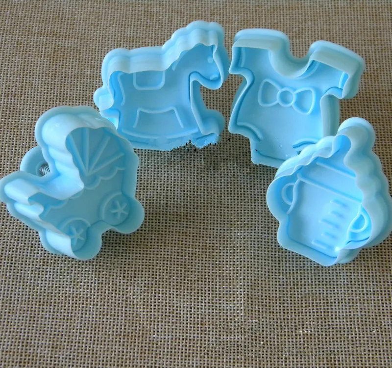 4 pcs baby series (monochrome) flip sugar cake 3d spring biscuit embossing mould OPP pack | Дом и сад