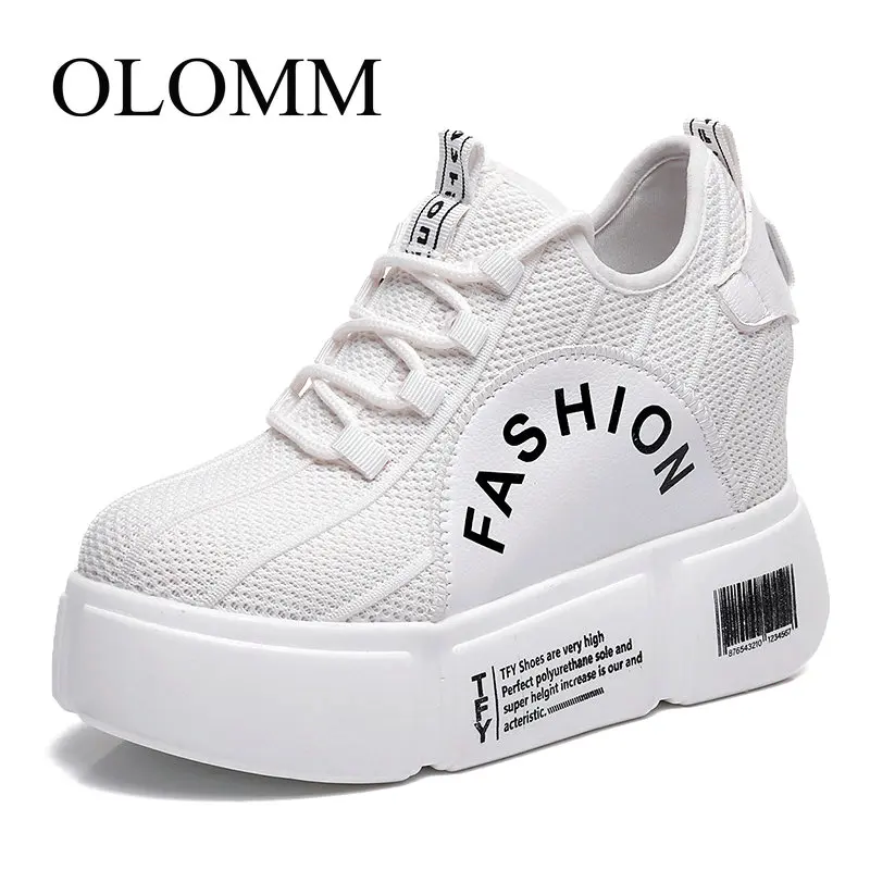 OLOMM 2019 autumn new sports Korean version of the wild 10cm increased casual shoes thick-soled wedge LL-50 | Обувь