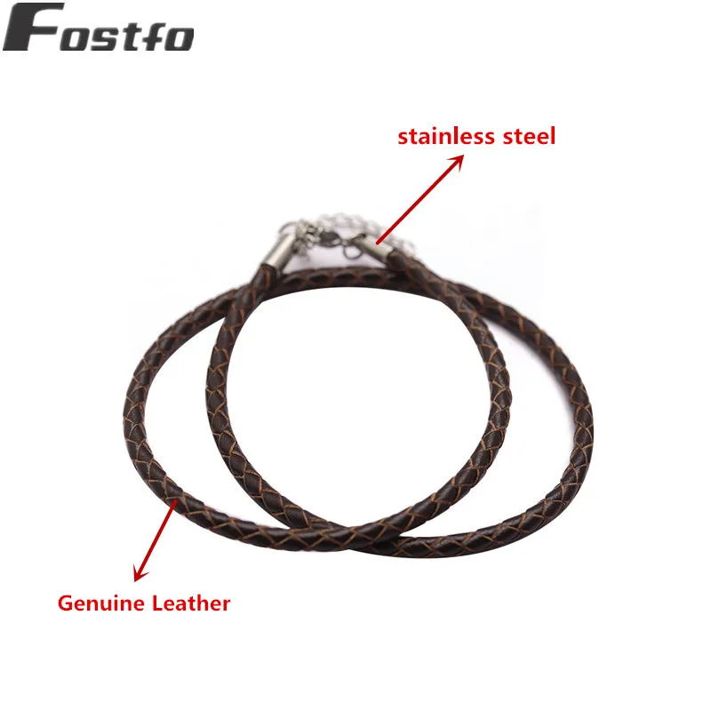 Женский браслет из натуральной кожи Fostfo Простой с застежками нержавеющей стали