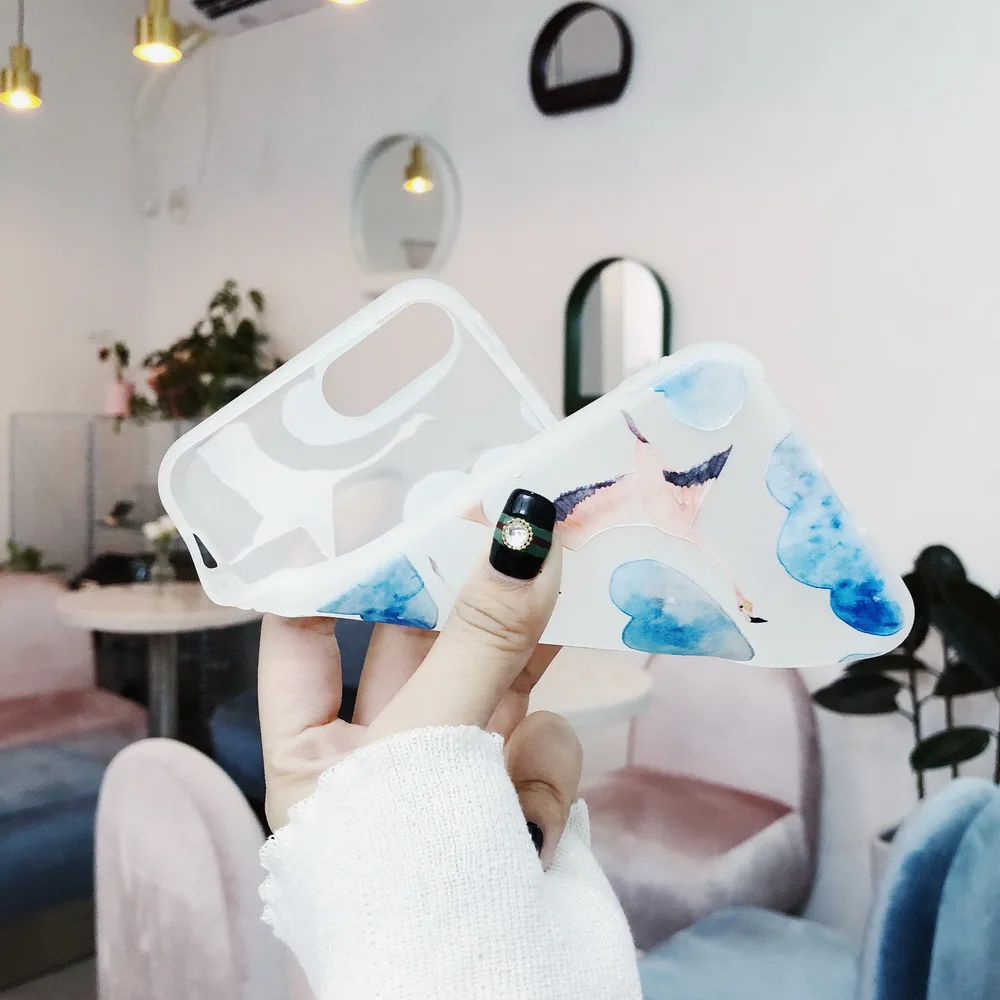 Netarlier Cute Animal Case For iPhone X 5.8 Fashion Whale Flying Crane Clouds pattern Protective Thick TPU Soft Phone Cover |