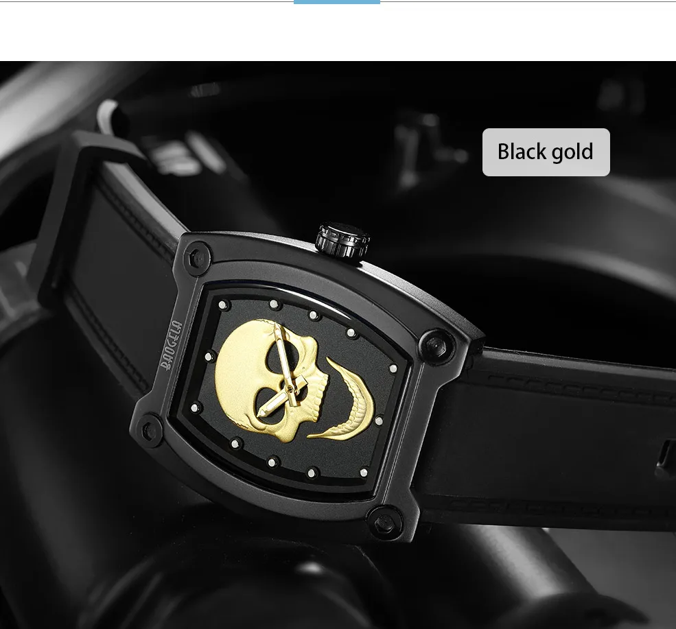 BAOGELA nouveau Спорт кварцевые squelette montres bande de Silicone грудь для люминисцентных crâne montre-браслет homme Relogios Mascu