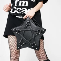 jierotyx dark gothic pentagram shoulder bag unisex punk designer casual totes women fashion retro handbag gifts black leather