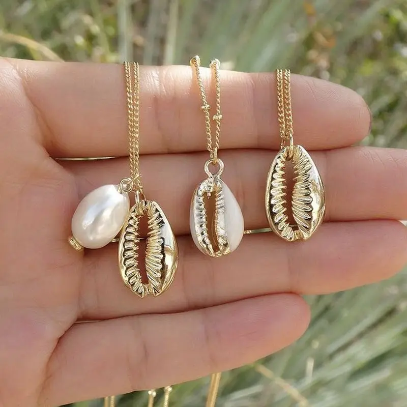 Подвеска с подвеской в виде морской раковины Boho Пляжная жемчужная подвеска Каури