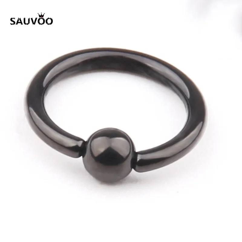 Sauvoo 2017 Серебряное золото черный цвет металлический Титановый шар кольцо для
