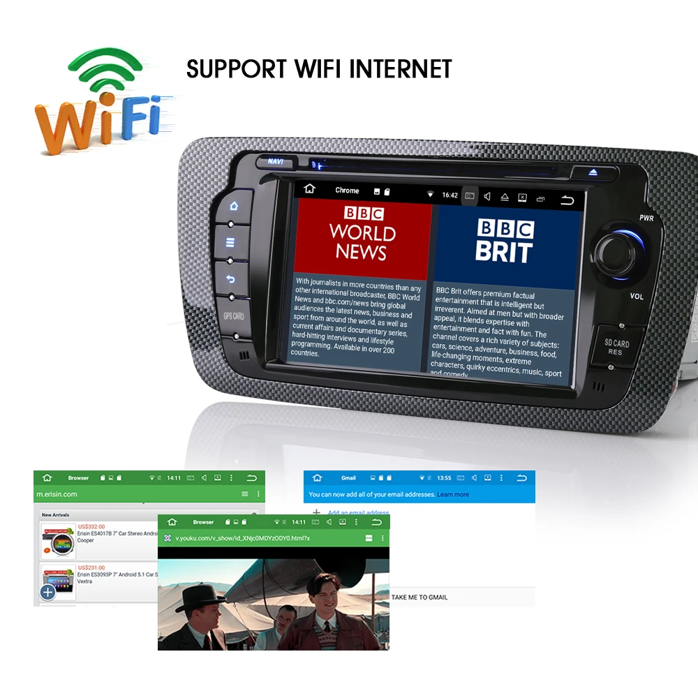 7&quot Autoradio Android 7.1 Car Radio for SEAT IBIZA GPS DAB+DVR WiFi OBD Canbus DVD Bluetooth SD CAM-IN AUX | Автомобили и