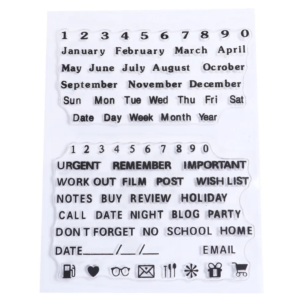 Transparent Silicone Seal Standard Clear Stamp DIY Scrapbooking &amp Stamping Year Month Date Number about 7x3.5cm-1.7x1.4cm 1 set | Дом и сад