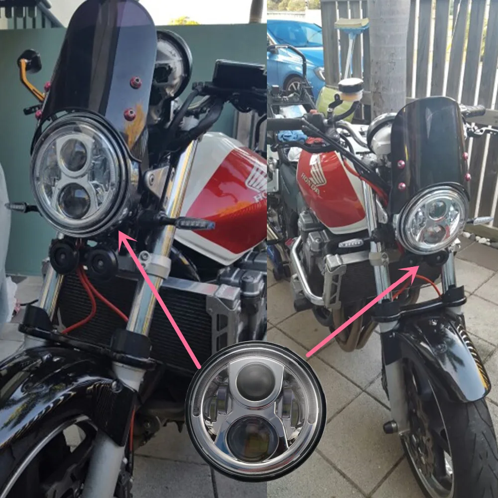 " круглый светодиодный фонарь с цветным DRL для honda CB 400 500 1300 Hornet 250 600 900 VTR 250X4. Фара для мотоцикла honda