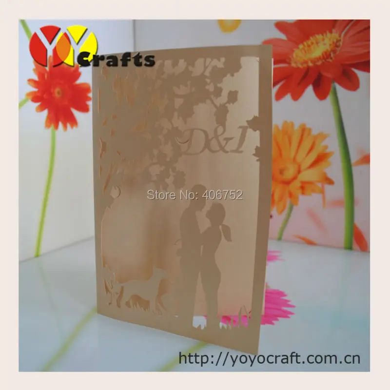 alibaba wholesale bride and groom laser cutting wedding invitation card design | Дом и сад