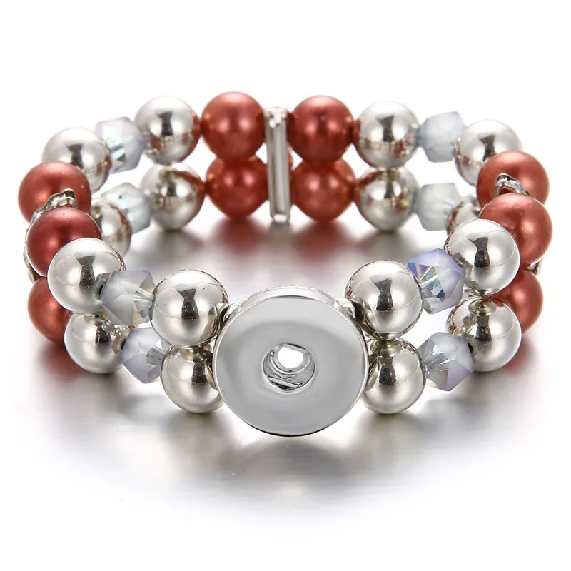 18 мм браслет с кнопками для пары классический Серебряный натуральным камнем и