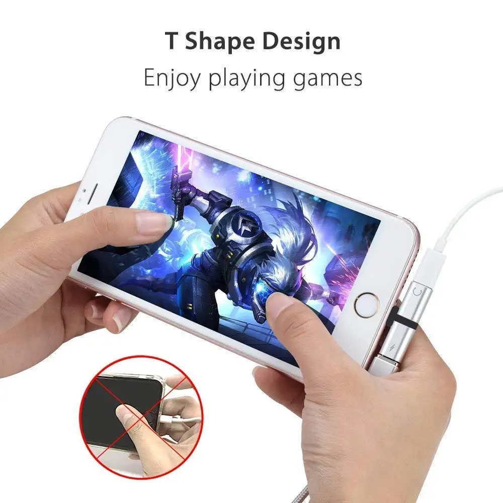 NYFundas двойной splitter адаптер для iPhone XS MAX XR 8 плюс 7 plus 6 X наушники AUX зарядное