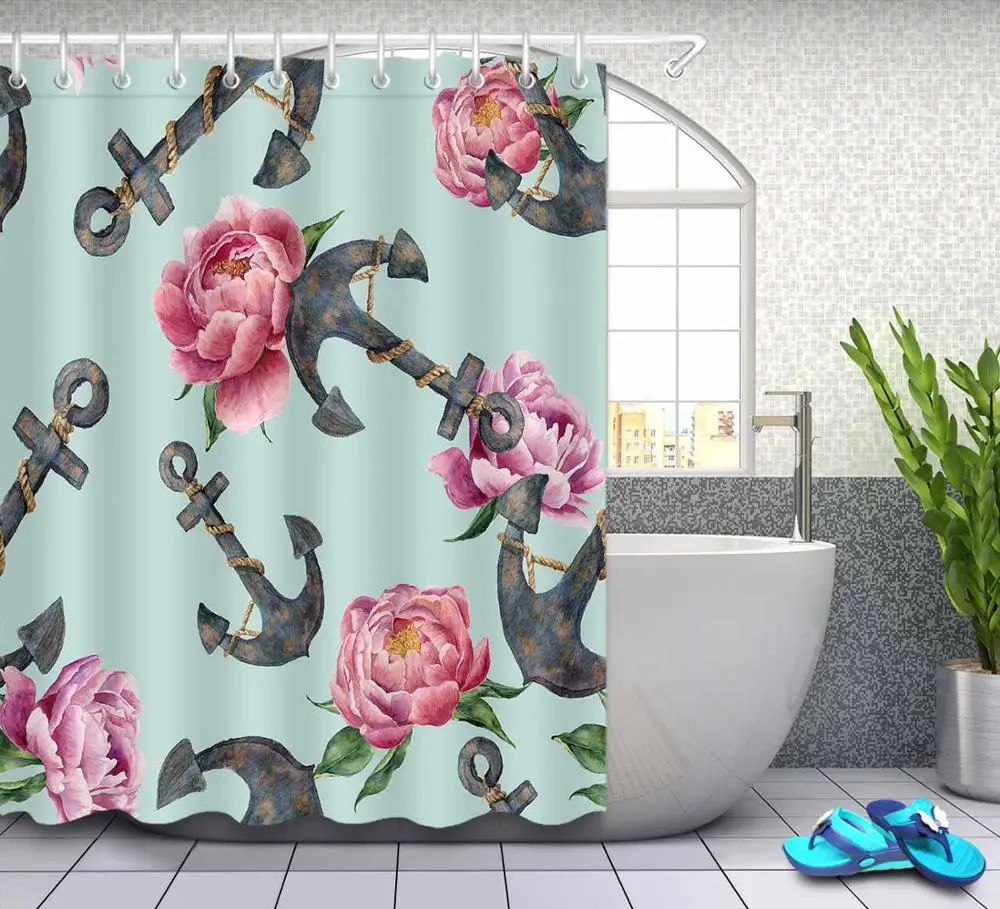 only curtain-5746 LB 72 ''12 крючков, водонепроницаемые тропические цветы и ананасы, занавески для душа, s набор, занавески для ванной комнаты, ткань для ванной, домашний декор - Цвет: only curtain-5746