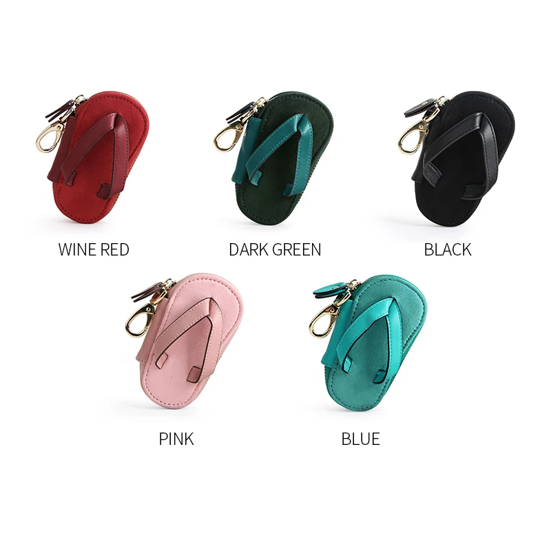 GFLV Brand 2019 Funny Mini Key Wallets Women Creative Stereoscopic Slippers Shape Small Zipper Purse Pu Leather |