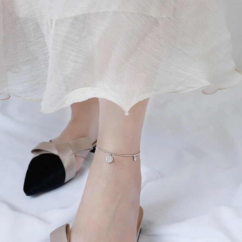 Женский браслет на ногу из серебра 925 пробы с гравировкой в виде букв | Украшения и