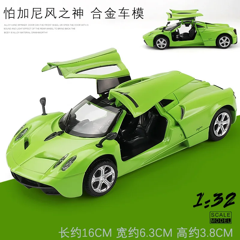 Pagani Green 1:32 Bens GT Hummer Спорт Гонки сплав металлический автомобиль коллекция оттяните назад Звук Свет функция магнитные серьги колеса игрушки для детей - Цвет: Pagani Green