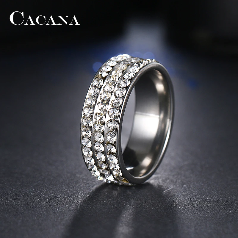 Женские кольца из нержавеющей стали CACANA модные украшения на заказ NO. R120|stainless steel