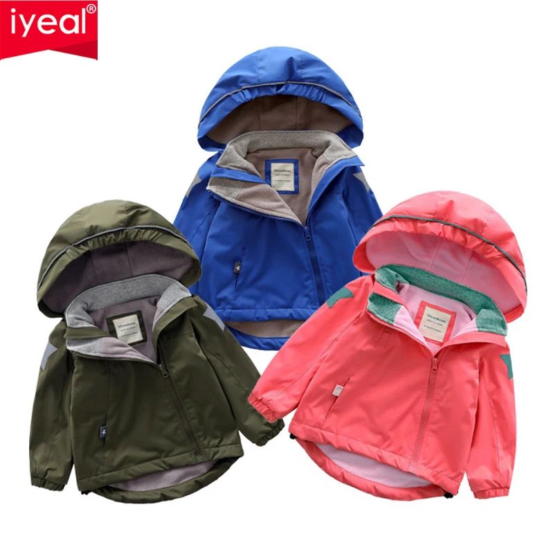IYEAL New Autumn Hooded Jackets For Girls Coat Boys Outerwear Baby Jacket Kids Waterproof Windbreaker Children's Clothing 2-8Y | Детская