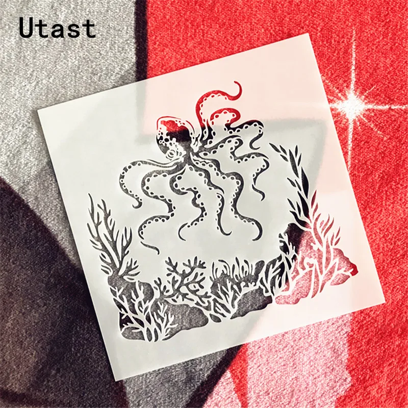 Marine Octopus DIY Plastic Layering Stencils Masking Spray Template For Wall Scrapbooking Painting Photo Album Paper Craft | Дом и сад