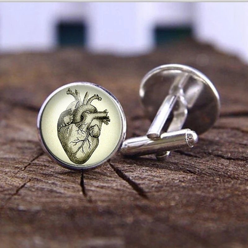 SUTEYI модные хрустальные мужские запонки в стиле стимпанк форме сердца