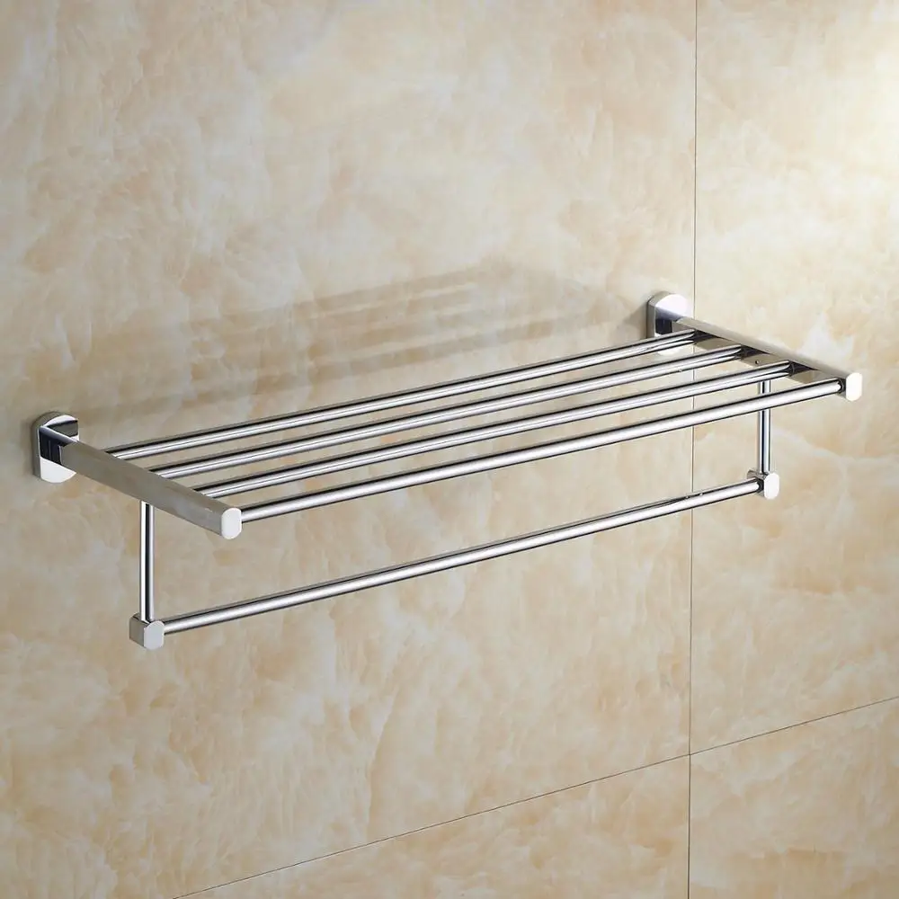 towel shelf Лейден хромированный латунный набор аксессуаров для ванной комнаты настенный держатель для полотенец держатель для туалетной бумаги крючок-вешалка для одежды - Цвет: towel shelf