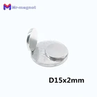 200 шт. в партии небольшие неодимовые магниты тонкий диск N35 ремесленный холодильник Diy магнитные материалы 15 мм диаметр толщина 2 мм 15x2 мм
