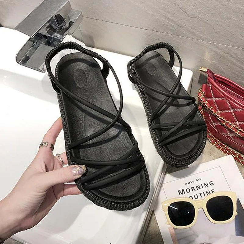 Простые сандалии-гладиаторы женская обувь сезон лето Новинка 2019 года